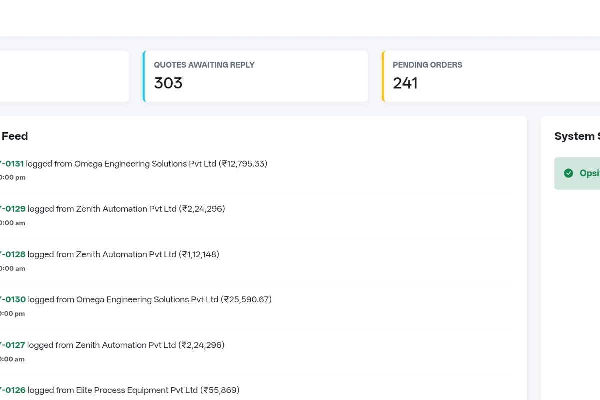 Opsify ERP dashboard